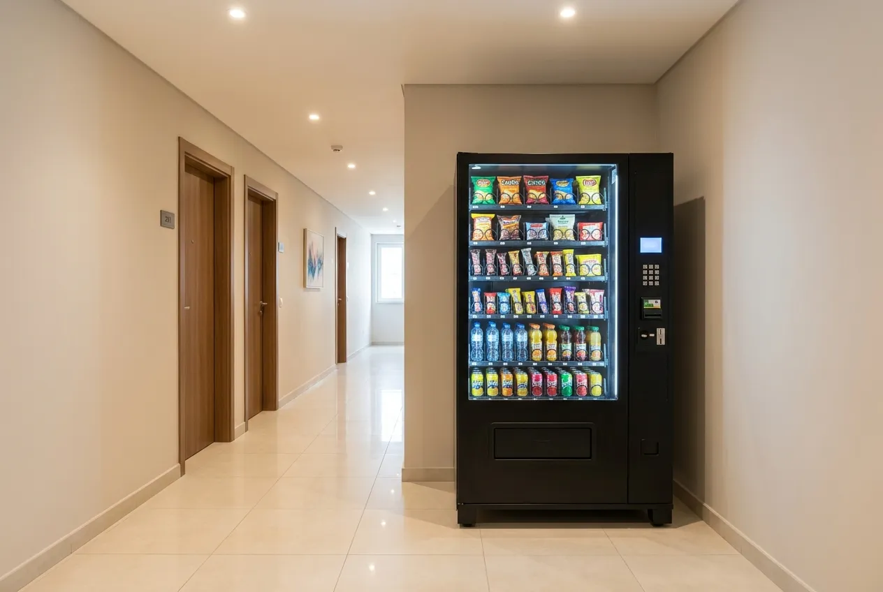 Illustrative vending machine in a property corridor